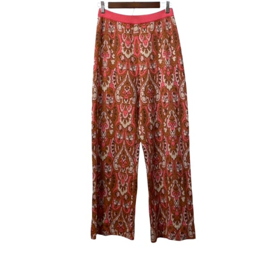 NWOT Sezane Dany Trousers Wide Leg Pull On Knit Pants Size Medium Groovy Retro - Picture 5 of 16
